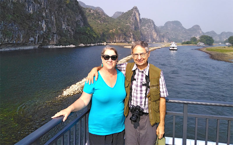 Mr. Jeffrey and Mrs. Jean Cruising on the Picturesque Li River, Guilin.